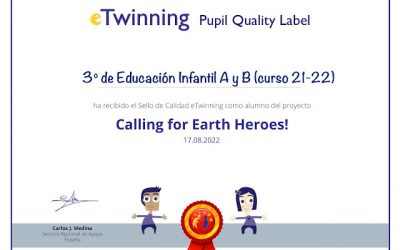 CALLING FOR EARTH HEROES! CONSIGUE EL SELLO DE CALIDAD NACIONAL ETWINNING